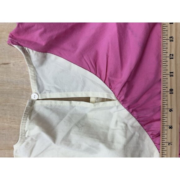 Heyson Ruffle Flair Tiered Dress Color Block Boho Anthropologie Pink Orange L - Picture 7 of 9